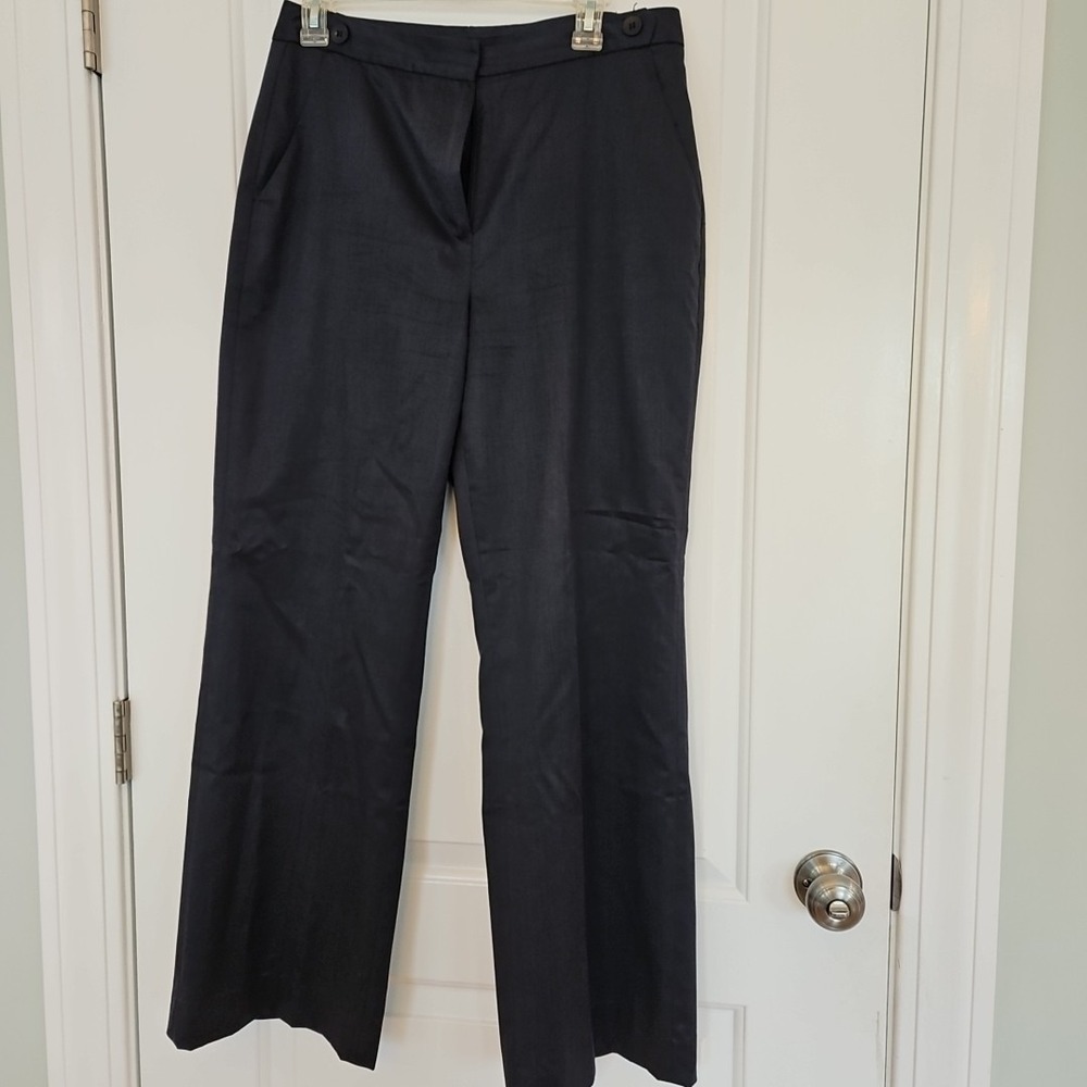 Classiques Entier Navy Blue Wool Silk Blend Wide Leg Dress Pants Trousers‎ 10